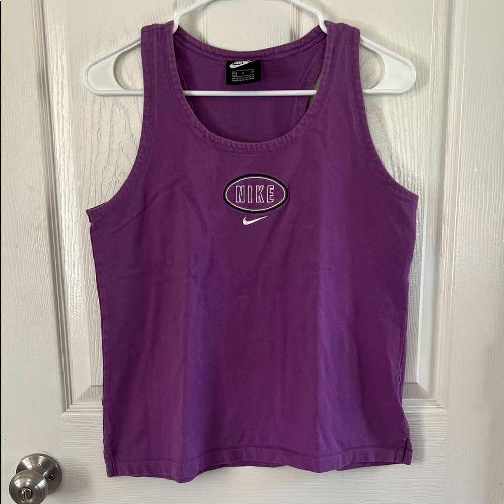 Nike Y2K Purple Sleeveless Casual Cotton Racerback Tank Top Size Medium